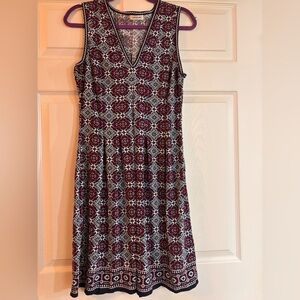 Max Studio Red and Blue Patterned Midi Dress